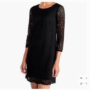 NWT J. Crew Black Sheath Dress 3/4 Sleeve Crew Neck SZ 0